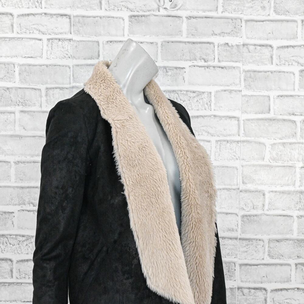 The Kooples Faux Shearling Jacket sherpa lined in black sz Small - Picture 9 of 9